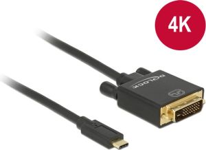 Kabel USB Delock USB-C - DVI-D 1 m Czarny (85320) 2