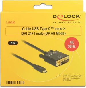 Kabel USB Delock USB-C - DVI-D 1 m Czarny (85320) 3