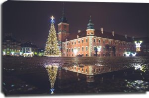 Feeby Warszawa Zamek Królewski Zimowy Plac Zamkowy - obraz na płótnie 60x40 cm 1