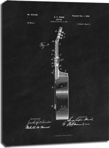 Patent GC Ward Gitara Projekt z 1898, black - obraz na płótnie 40x50 cm 1