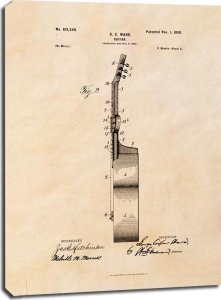 Patent GC Ward Gitara Projekt z 1898, sepia - obraz na płótnie 40x50 cm 1