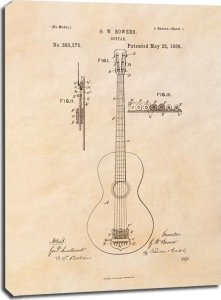 Art-Pol Patent GW Bowers Gitara Projekt z 1888, sepia - obraz na płótnie 50x70 cm 1