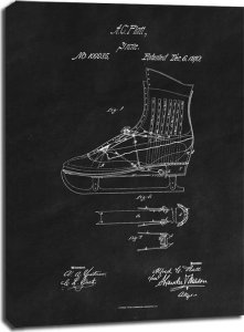 E-druk Patent Łyżwy Projekt z 1870, black - obraz na płótnie 40x60 cm 1