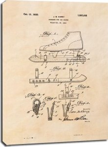 Patent Łyżwy Projekt z 1925, sepia - obraz na płótnie 20x30 cm 1