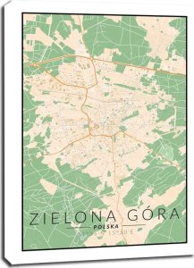 galeria plakatu Zielona Góra mapa kolorowa - obraz na płótnie 70x100 cm 1
