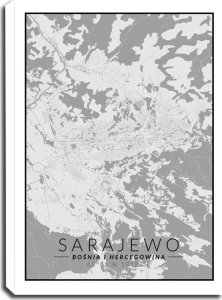 galeria plakatu Sarajewo mapa czarno biała - obraz na płótnie 20x30 cm 1