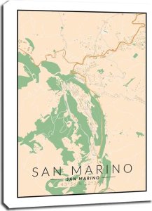 galeria plakatu San Marino mapa kolorowa - obraz na płótnie 40x50 cm 1