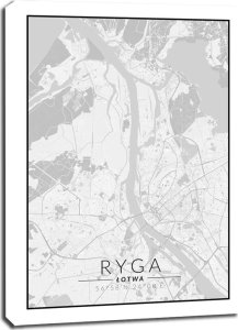 galeria plakatu Ryga mapa czarno biała - obraz na płótnie 30x40 cm 1