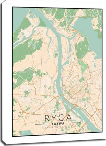 Feeby Ryga mapa kolorowa - obraz na płótnie 70x100 cm 1