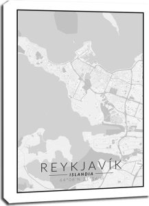 galeria plakatu Reykjavik mapa czarno biała - obraz na płótnie 40x60 cm 1