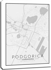 Hog Studio Podgorica mapa czarno biała - obraz na płótnie 61x91,5 cm 1