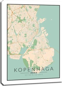 galeria plakatu Kopenhaga mapa kolorowa - obraz na płótnie 20x30 cm 1