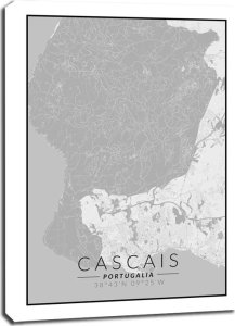 Topnovum Cascais mapa czarno biała - obraz na płótnie 40x50 cm 1