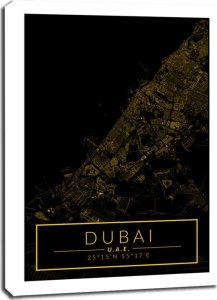galeria plakatu Dubai mapa złota - obraz na płótnie 20x30 cm 1