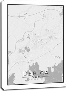 GF Dębica mapa czarno biała - obraz na płótnie 60x80 cm 1