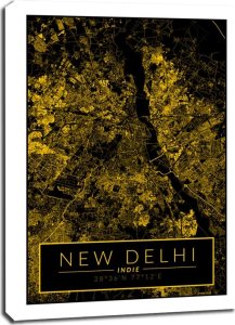 galeria plakatu Delhi mapa złota - obraz na płótnie 90x120 cm 1