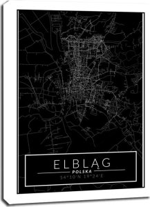 galeria plakatu Elblag mapa dark - obraz na płótnie 90x120 cm 1