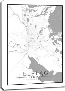 galeria plakatu Elblag mapa czarno biała - obraz na płótnie 30x40 cm 1