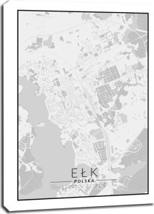 galeria plakatu Ełk mapa czarno biała - obraz na płótnie 50x70 cm 1