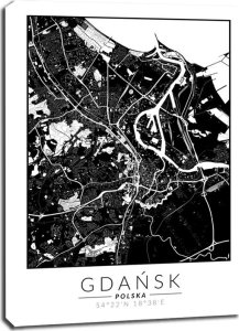galeria plakatu Gdańsk mapa invert - obraz na płótnie 60x80 cm 1