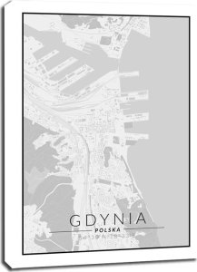 galeria plakatu Gdynia mapa czarno biała - obraz na płótnie 60x80 cm 1