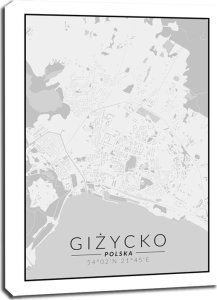Topnovum Giżycko mapa czarno biała - obraz na płótnie 40x50 cm 1