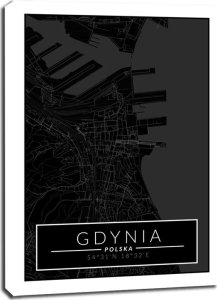 galeria plakatu Gdynia mapa dark - obraz na płótnie 30x40 cm 1