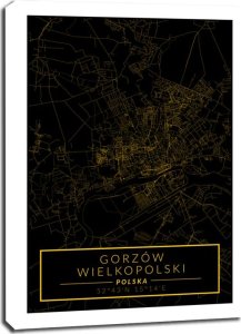 Feeby Gorzów Wielkopolski mapa złota - obraz na płótnie 50x70 cm 1