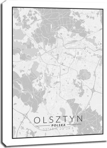 galeria plakatu Olsztyn mapa czarno biała - obraz na płótnie 70x100 cm 1