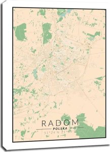 Slowmoose Radom mapa kolorowa - obraz na płótnie 40x50 cm 1