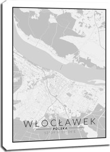 galeria plakatu Włocławek mapa czarno biała - obraz na płótnie 40x60 cm 1