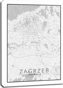 galeria plakatu Zagrzeb mapa czarno biała - obraz na płótnie 70x100 cm 1