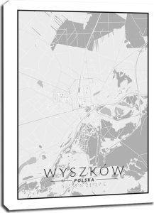 galeria plakatu Wyszków mapa czarno biała - obraz na płótnie 90x120 cm 1