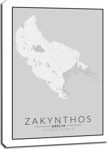 galeria plakatu Zakynthos wyspa mapa czarno biała - obraz na płótnie 20x30 cm 1