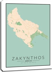 galeria plakatu Zakynthos wyspa mapa kolorowa - obraz na płótnie 90x120 cm 1