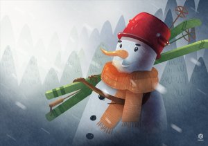 Feeby Z bałwanem na narty - plakat 60x40 cm 1