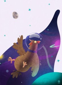 Hog Studio Kura w kosmosie - plakat 30x40 cm 1