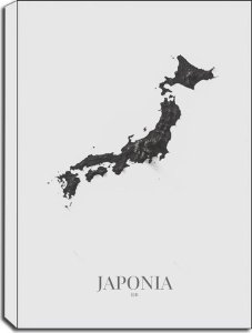 galeria plakatu Japonia, mapa grafitowa - obraz na płótnie 20x30 cm 1