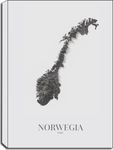 GbEye Norwegia, mapa grafitowa - obraz na płótnie 20x30 cm 1
