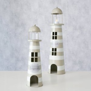 Zestaw metalowych dekoracji w kształcie latarni morskich SANDS, wys. 40-57 cm 2