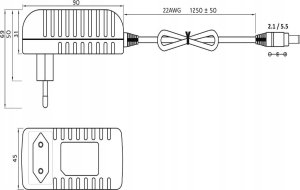 Zasilacz 8level Zasilacz impulsowy 12V 2A wtyk 2,1mm x 5,5mmEB2412 2