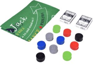 Zestaw Gra karciana 2w1 Poker i BlackJack Żetony + karty + plansza GR0706 2