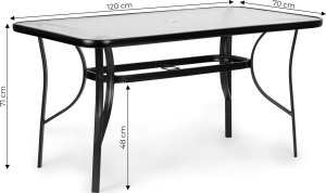 Stół ogrodowy szklany 120x70 cm na taras ogród szkło hartowane otwór na parasol MultiGarden 6