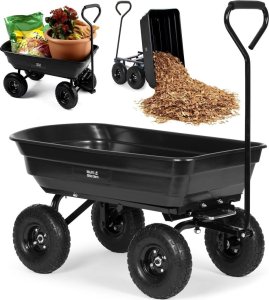 Wózek transportowy ogrodowy taczka wywrotka 75L 200 kg duże pompowane koła MultiGarden 1