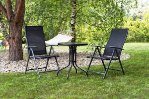 Stolik ogrodowy okrągły 80 cm na taras ogród balkon szkło hartowane otwór na parasol MultiGarden 2