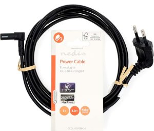 Nedis CEGL11075BK20 kabel zasilające Czarny 2 m Wtyczka zasilająca typu C C1 panel 3