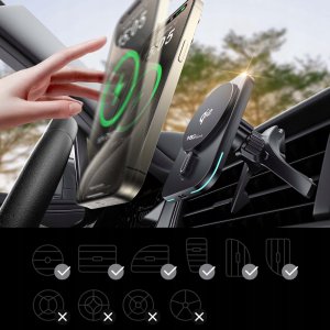 UCHWYT SAMOCHODOWY NA TELEFON MagSafe QI2 ŁADOWARKA BEZPRZEWODOWA do iPhone 5