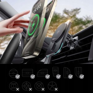 UCHWYT SAMOCHODOWY NA TELEFON MagSafe QI2 ŁADOWARKA BEZPRZEWODOWA do iPhone 4