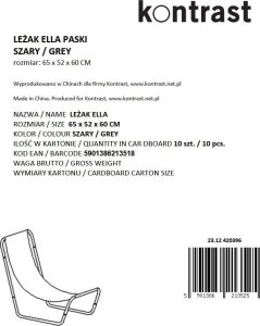 Leżak plażowy składany turystyczny z pokrowcem ELLA szary paski 4