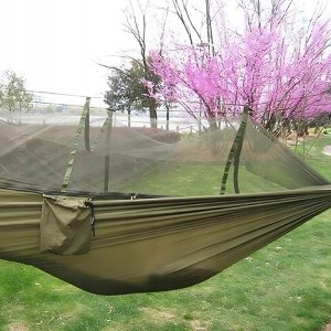 DUŻY HAMAK Z MOSKITIERĄ TURYSTYCZNY OGRODOWY MOCNY 270X140 CM ZESTAW 180 KG 11